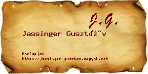 Jassinger Gusztáv névjegykártya